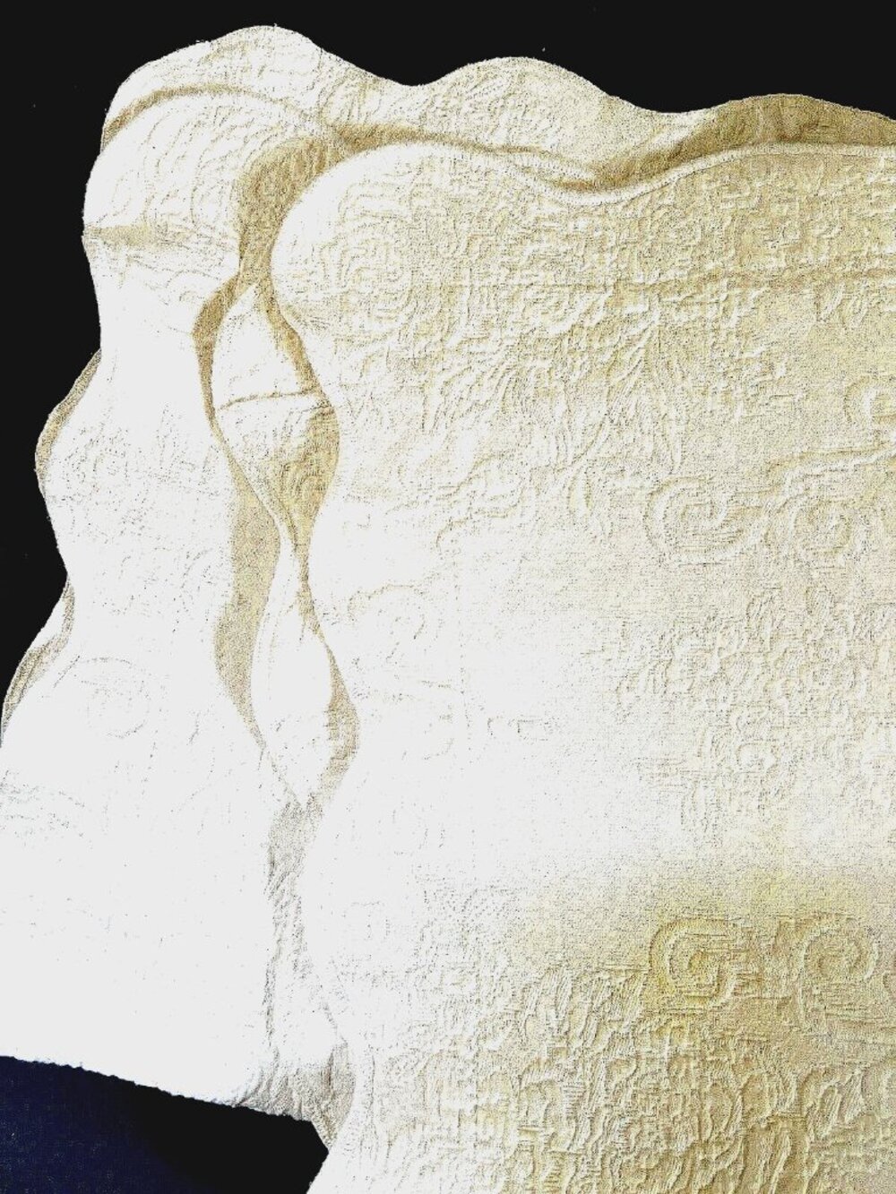 HOME Standard Cotton White One Pillow Sham Quilted Cover Scallop Edge  Field New
